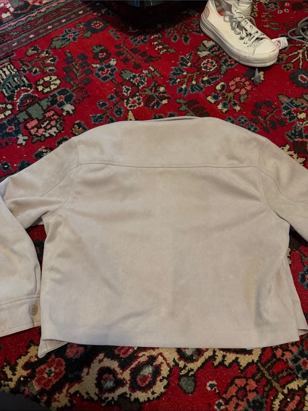 NWT Tahari Women’s faux Suede Button-Front Jacket - Light Beige size XL